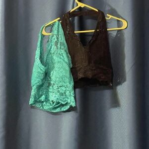 Lace Crop Tops - Black and Teal